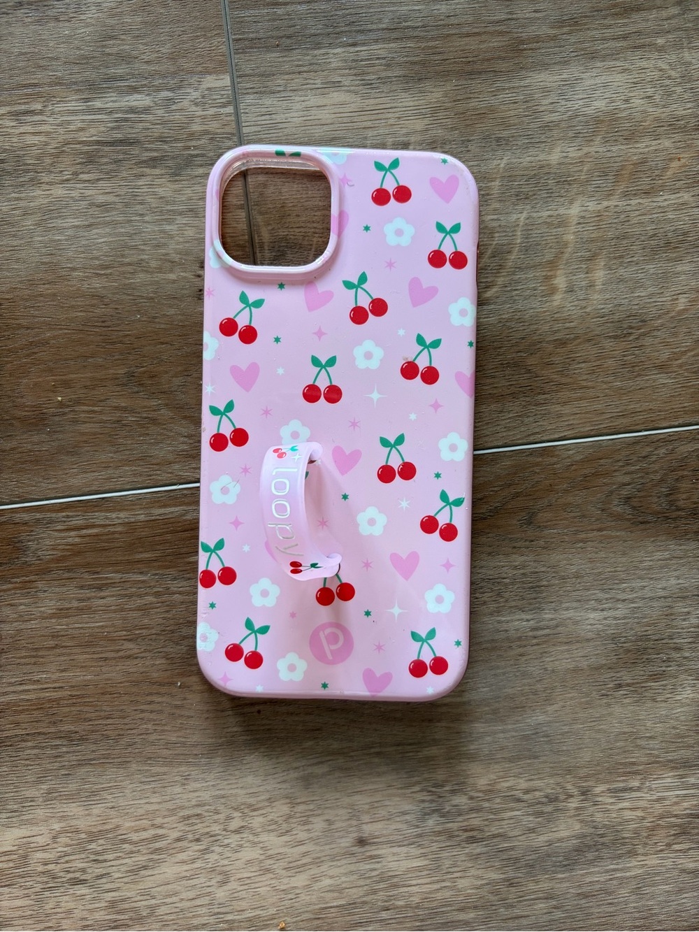Loopy Case Pink Cherry Floral Phone Case with Built-In Grip